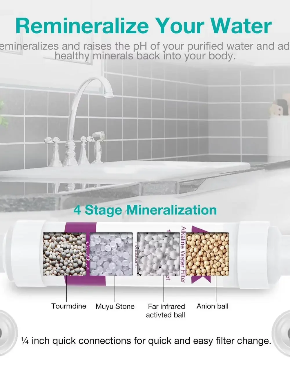 New SimPure 6-Stage Water Filter Kit PP GAC CTO RO T33 ALK + Fittings